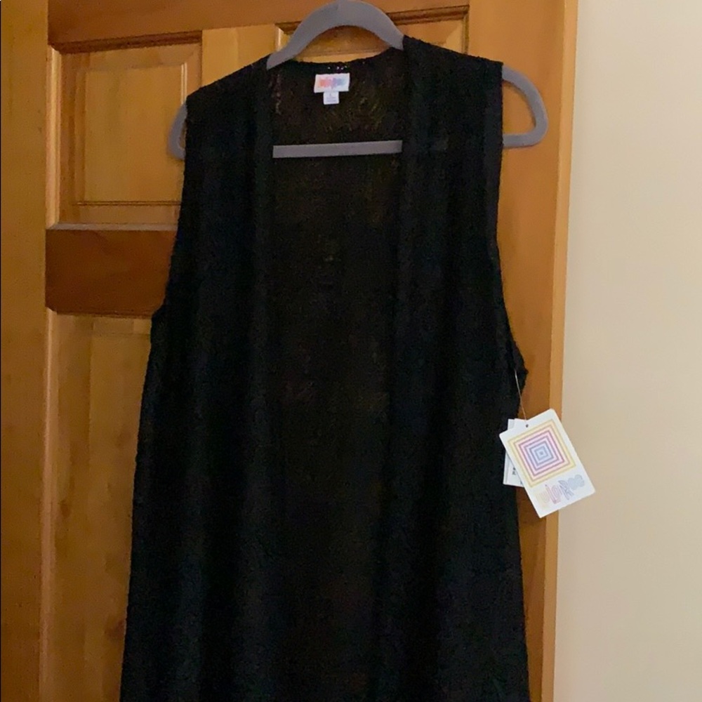 Lularoe L Black Lace Joy duster
